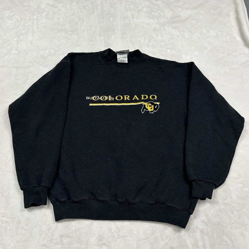 90s Colorado Buffaloes Sweatshirt Mens Medium Black Embroidered NCAA P800A